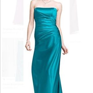 David’s Bridal Satin Jade Ruched Dress